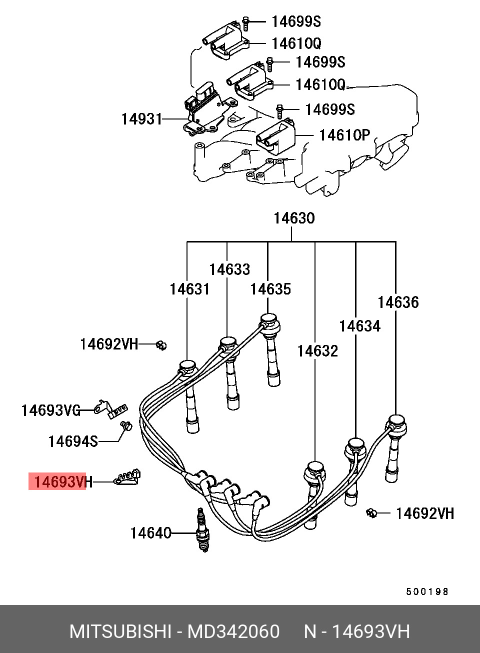 Soporte de bujía original OE Clump MD342060 para Mitsubishi MD34-2060