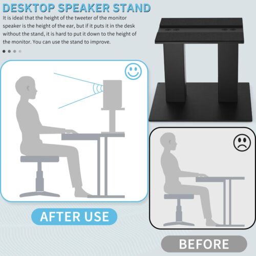Universal Speaker Stands 1 Pair, Desktop Metal Monitor Audio Speaker - Picture 3 of 5