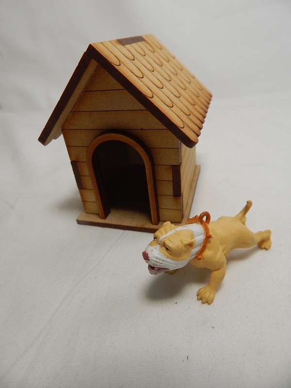 Dollhouse Miniature Animal House Pet Dog Puppy Bulldog w/House  #Z415 CLOSING