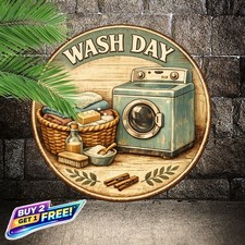 Laundry Room Scene Classic Metal Sign Wall Art