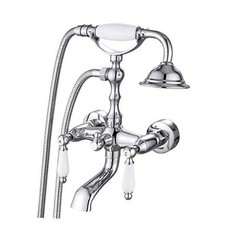 Bathroom Wall Mount Mixer Tub Filler Shower Faucet with Chrome Polish