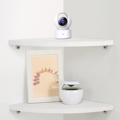 10 inch Solid Wood Corner Wall Shelf Set of 2 White Floating Shelves