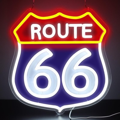 WittyRhE Route 66 Neon Signs,LED Vintage 66 12.64 x 12.2 inches, Blue:Route