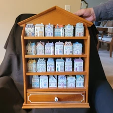 Vintage Lenox Spice Village 1989 24 miniature Porcelain Houses/Spice Jars