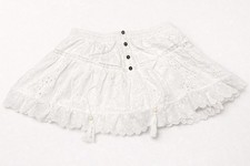 Girls Mini Cotton Skort White Eyelet Pattern Ruffle Button Accents Lined