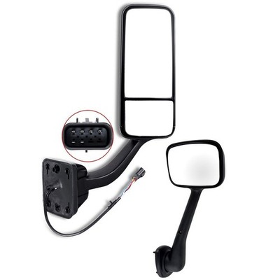 Upgraded Tow Mirror 2008-2013 Cascadia Right Pwr Upper Man Lower Black Fold 2PCS
