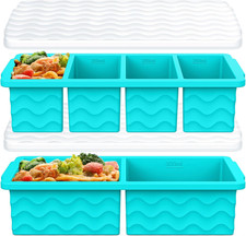 Silicone Freezer Trays with Lid for Soup, 1-Cup 2-Cup Large Ice Cube Molds Foo