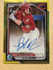 2024 Bowman Chrome Blake Dunn Prospect Yellow Refractors Auto #50/75 Reds J15