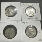 Washington Quarters Lot Of 4 1957 90% Silver Uncertified Circulated