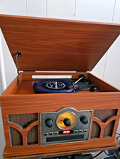 10-in-1 Record Player with Built-in Speakers Wireless Playback, CD Cassette