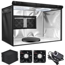 Portable Airbrush Spray Booth Kit - Dual Exhaust Fans 2 LED Lights Vent Hose