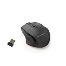 Amazon Basics Wireless Ergonomic Computer Mouse 2.4 GHz Adjustable DPI  Black