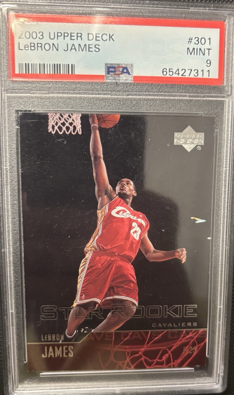 2003 Upper Deck LeBron James Star Rookie Rookie #301 Cavaliers PSA 9