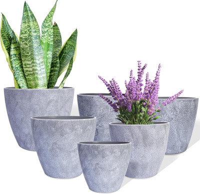 Plant Pots Indoor 7.5/6.5/6/5/4/3.5 Inch Set of 6 Plastic Planters for Indoor Pl