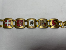 BRACELET SOUVENIR EN LAITON BLASONS EMAILLES PROVINCES Années 60