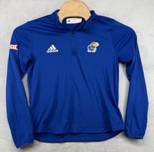 Adidas Kansas University KU Jayhawks Team Issued 1/4 Zip LS Shirt Blue Women's M