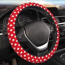 Red Polka Dot Steering Wheel Cover For Women Men Girls Car Accessories 2