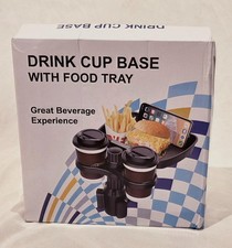 New Black Cupholder Drink Cup Base w/ Food Tray - NWT