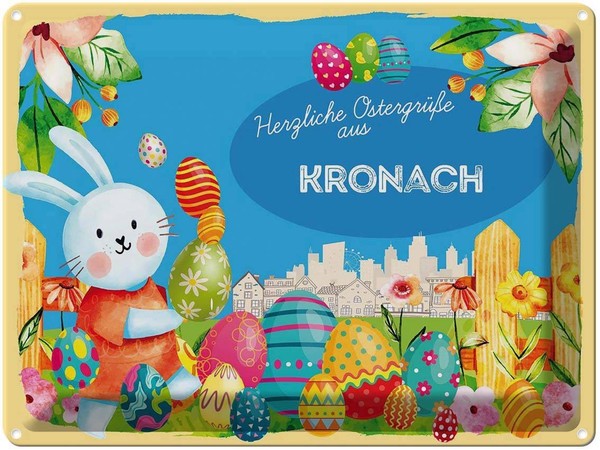 Blechschild 30X40 Cm Ostern OstergrüßE Kronach Gruß Deko Geschenk Metall Schild-image