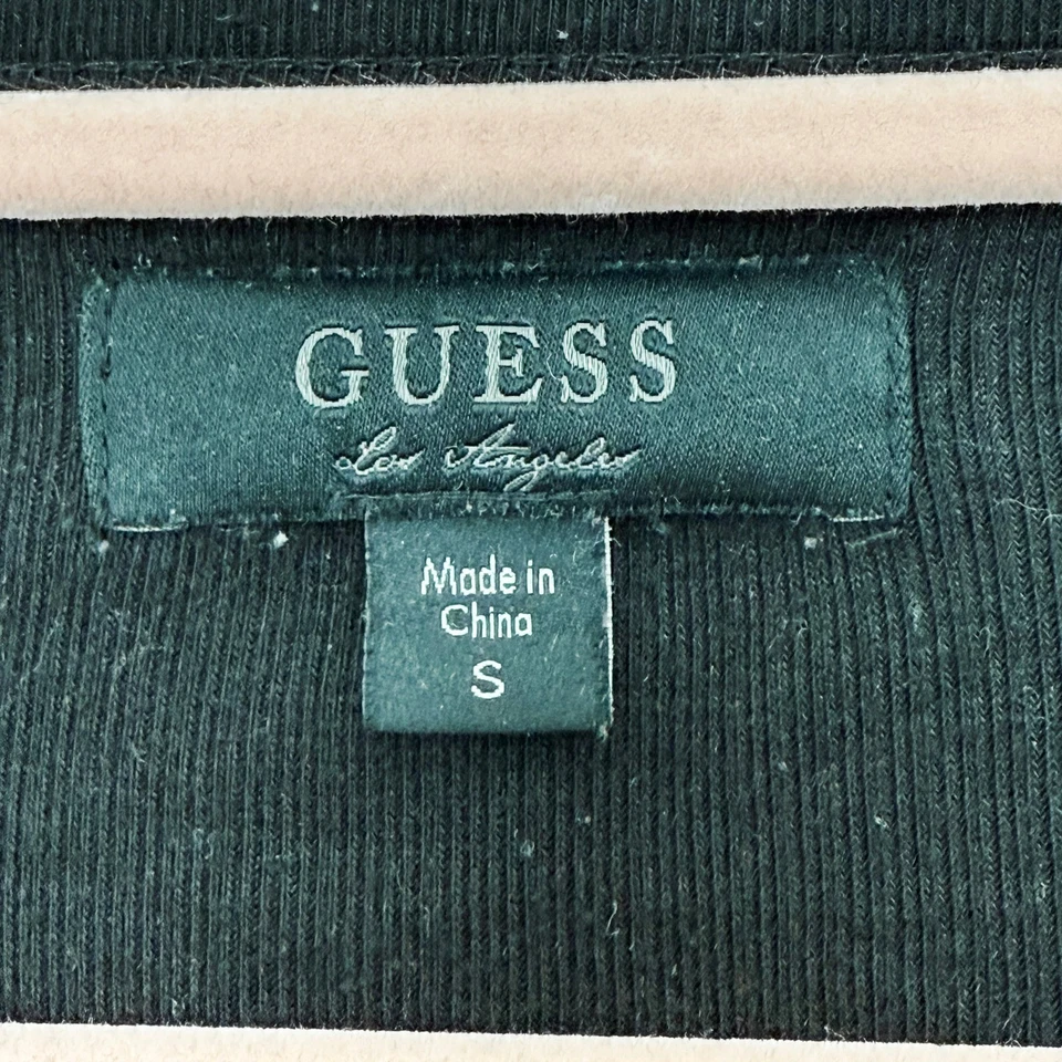 Guess Mens Henley Shirt Size S Black Long Sleeve Ribbed Minimalist Casual Street - Image 4 of 4