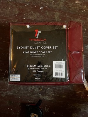 TRIBECA LIVING KING SIZED DUVET COVER SET (NEVER USED BEFORE BRAND NEW) RED