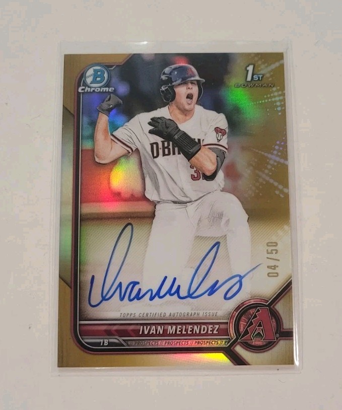 IVAN MELENDEZ 2022 Bowman 1st Draft Chrome TRUE GOLD Auto /50 Arizona RC 🔥HOT🔥
