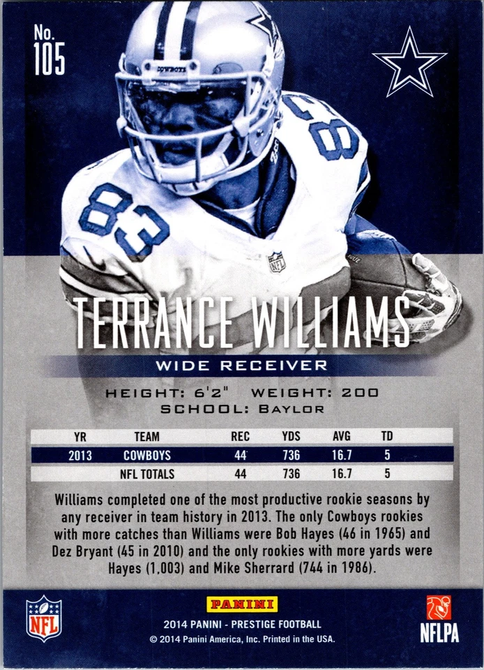 2014 Panini Prestige #105 Terrance Williams - Image 2 of 2