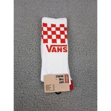 Vans Drop V Crew Socks Mens Womens 6.5-9 White Red Checkerboard Classic Athletic
