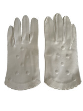 VTG Fownes Doette Deluxe Ivory Embelished Double Woven Cotton Gloves 7-1/2