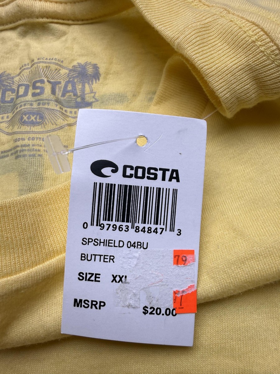 Costa Del Mar Shirt Mens 2XL Yellow Born On The Water Fish Graphic Tee View 4