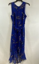 Vince Camuto Women's Blue Floral High Low Ruffle Hem Dress NWT Size 14