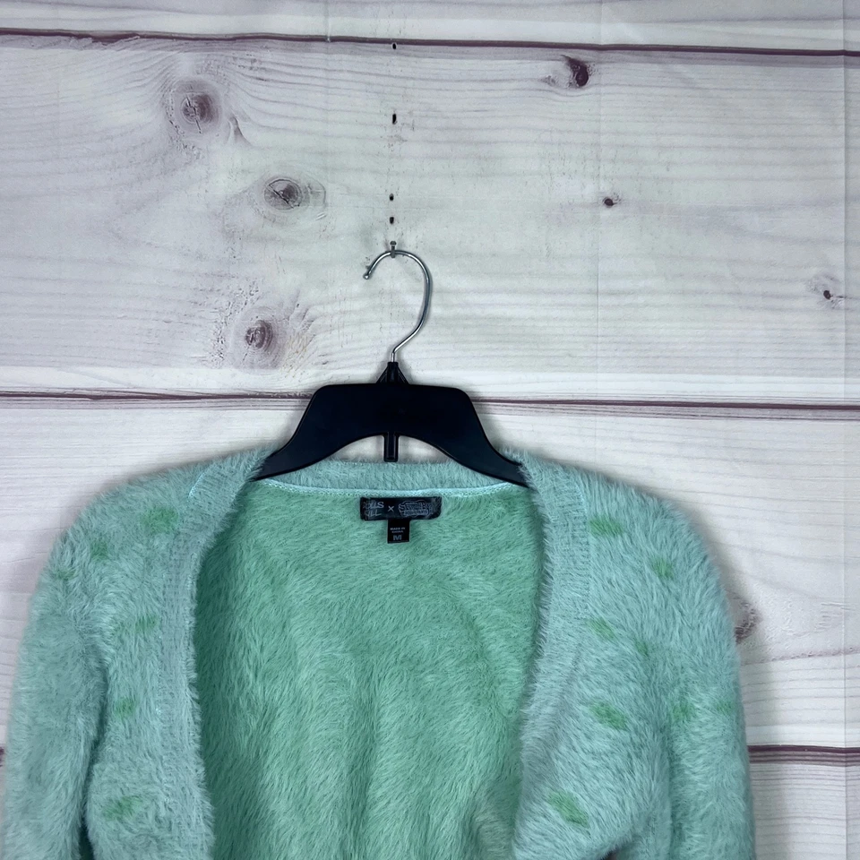 Suéter Dolls Kills X Bob Esponja Mujer M Verde Difuso Encogerse de hombros Manga Larga Calamardo Foto 2 de 4