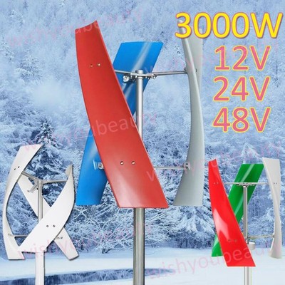 12V/24V/48V 3 Blades Wind Turbine Generator 3KW MPPT Charge Controller Home Boat