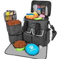 Dog Cat Travel Bag Organizer Kit Pet Travel Supplies for Camping Weekend T