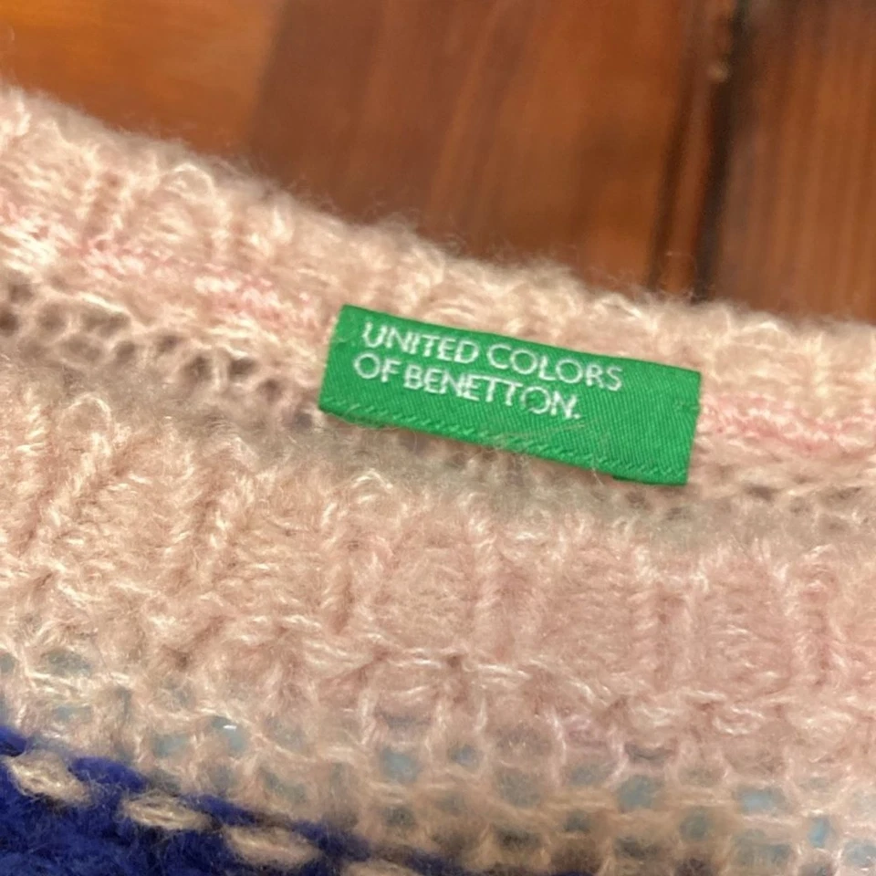 United Colors Of Benetton Multicolor Striped Knit Wool Blend Sweater Size 2XL - Image 3 of 4