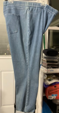 **SZ 18W ISAAC MIZRAHI LT BLUE JEANS 2 POCKET FOLDED CUFF BOTTOMS PULLON #AG03-5
