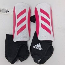 Adidas Soccer Shin Guards Pink White HG3541 Medium with Ankle Socks Striped