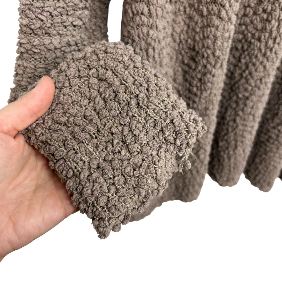 Suéter túnica marrón texturizado tejido capucha cuello L acogedor minimalista elegante capas top Foto 3 de 4