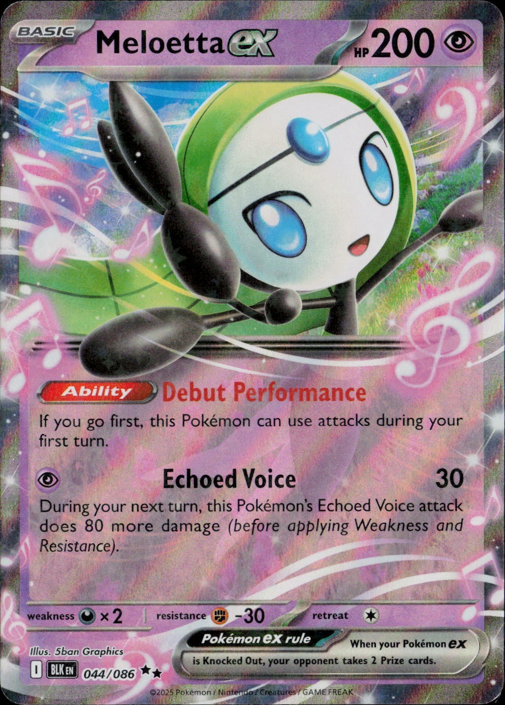 Meloetta ex BLK Sv: Black Bolt #44/86 Double Rare NM
