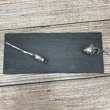 Mariposa Slate Serving Tray Cheese Board with Mouse and Squirrel Spreader Set