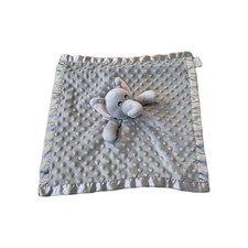 Gray Elephant Plush Lovey Baby Security Blanket W/Satin Like Trim  Back