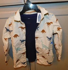 toddler boy sz 3T 2 L/S shirts dinosaur button up (EUC) blue L/S t-shirt (NWT)