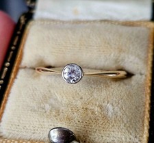 Antique 18ct gold ring transitional cut diamond bezel rubover setting sz N