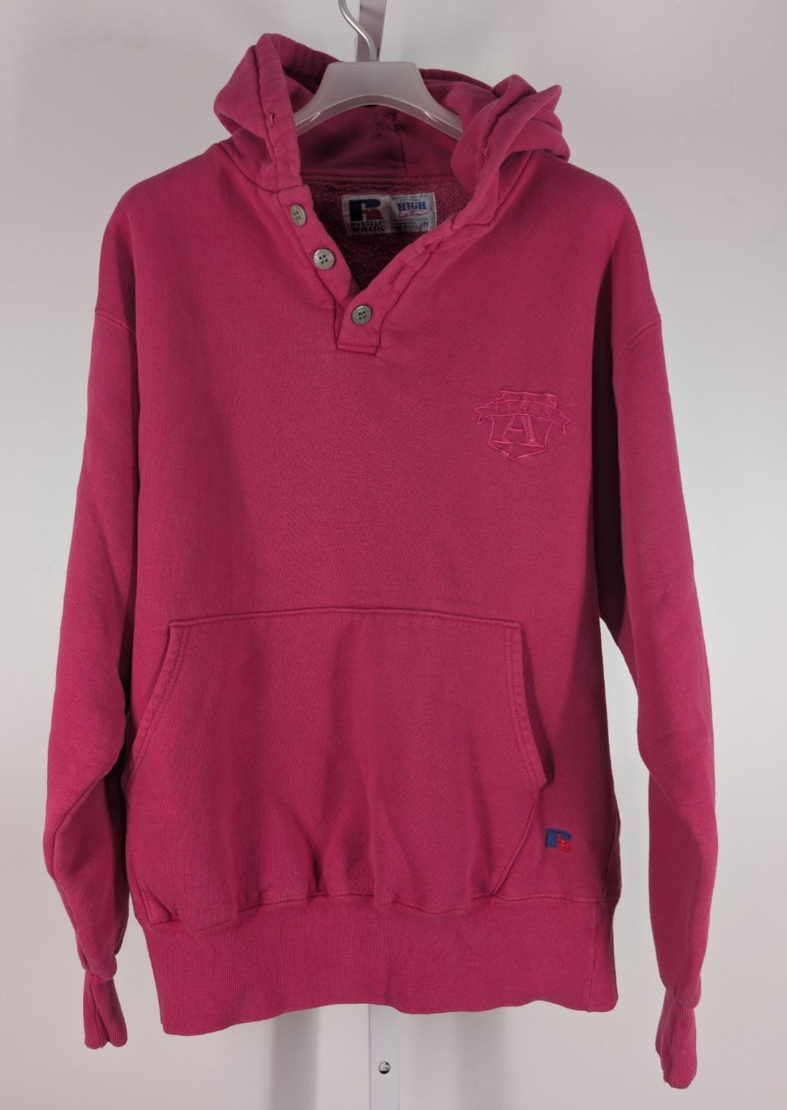 Russell Athletic Vintage 90s Pink Hoodie Henley Neck … - Gem