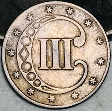 1852 Three Cent Silver Piece Trime 3c Type 1 Ungraded Choice US Coin CC28076