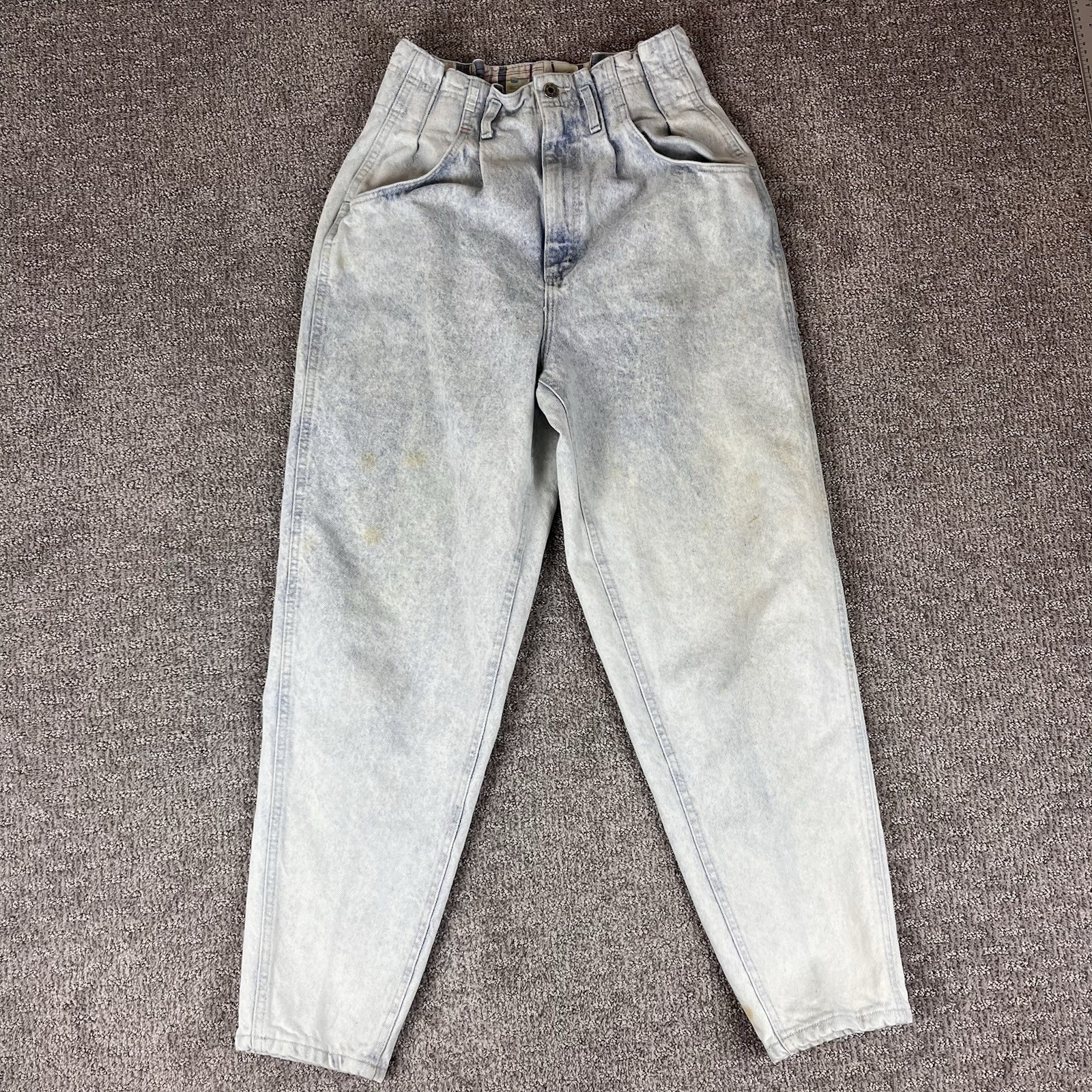 Vintage 80s Lee USA Made High Rise Paperbag Mom Jeans Womens Twelve Pleated