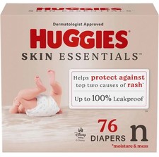 Huggies Size Newborn Diapers, Skin Essentials Baby Newborn, 76 count