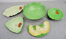 Carlton Ware Green Leaf/Buttercup Serving Dishes x 4 and Crown Devon Bowl x 1