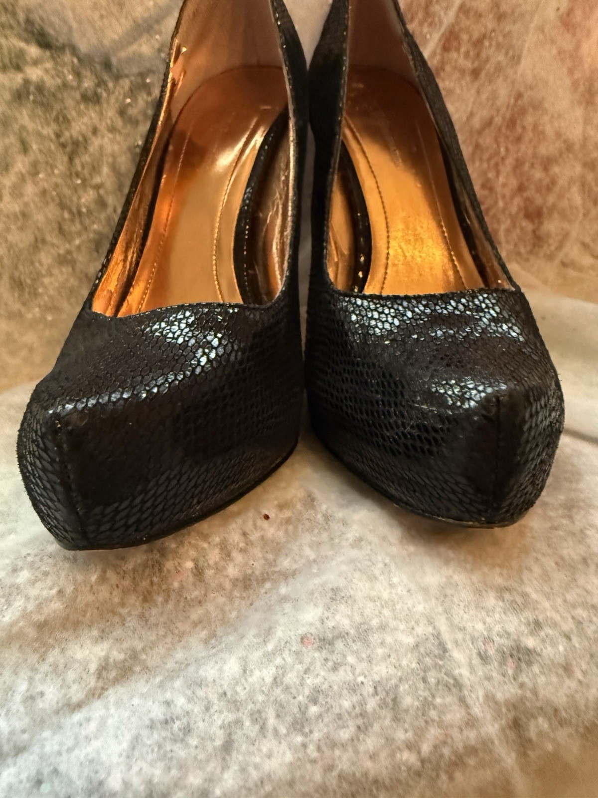 BCBGeneration Black Snake Print Platform Stiletto… - image 2