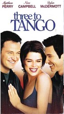 THREE TO TANGO- Matthew Perry, Neve Campbell, Dylan Mc Dermott- Mad Love VHS LN